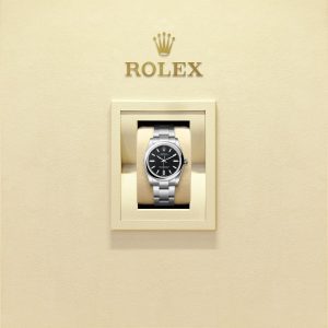 Unworn 2025, Rolex Oyster Perpetual, Oystersteel, 34mm, Black dial, Domed Oyster, Ref# 124200-0010, box and papers 1:1