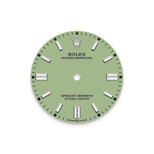 Unworn 2025, Rolex Oyster Perpetual, Oystersteel 41mm, Pistachio-green dial, Domed Oyster, Ref# 134300-0006, box and papers 1:1