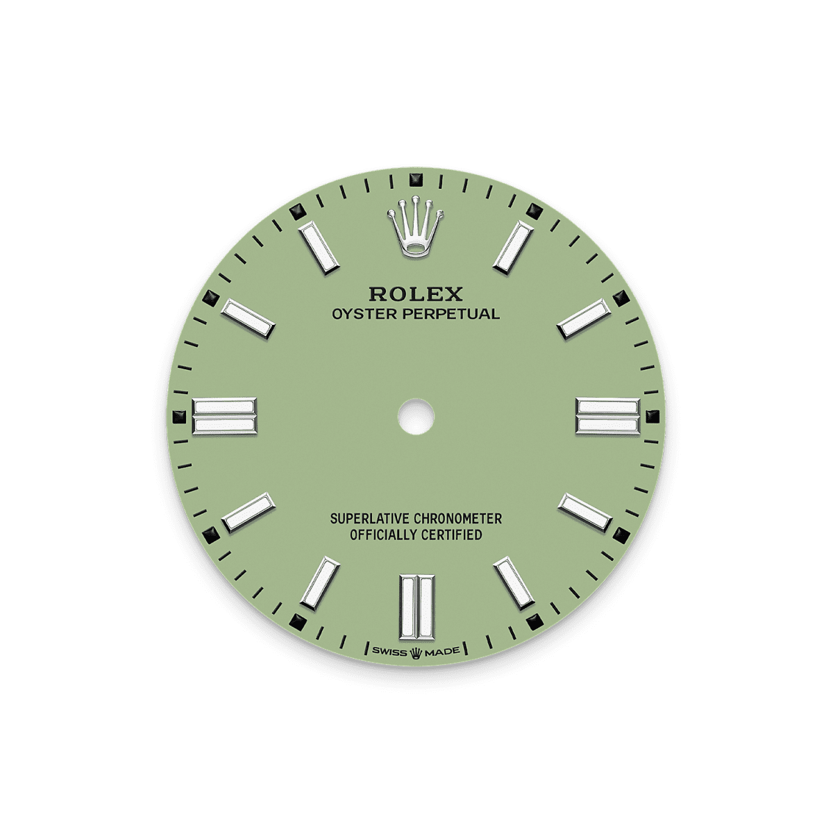Unworn 2025, Rolex Oyster Perpetual, Oystersteel 41mm, Pistachio-green dial, Domed Oyster, Ref# 134300-0006, box and papers 1:1